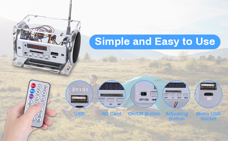 DIY Bluetooth Speaker Electronic Kits FM Radio Rechargeable Amplifier